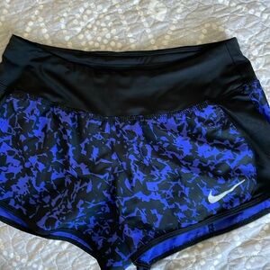 Nike Dri-Fit Women’s Running Shorts Blue/Black Pattern Size Small